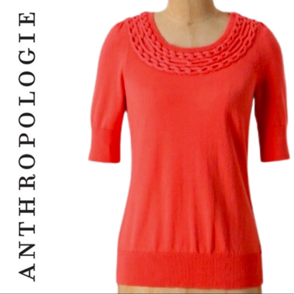 EUC Anthropologie Moth Lundin Links Coral Sweater